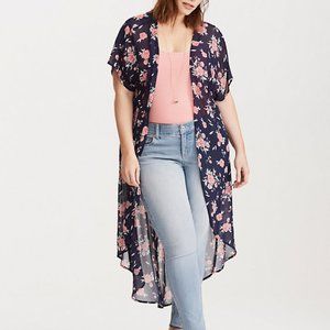 Torrid Blue and Pink Floral Duster